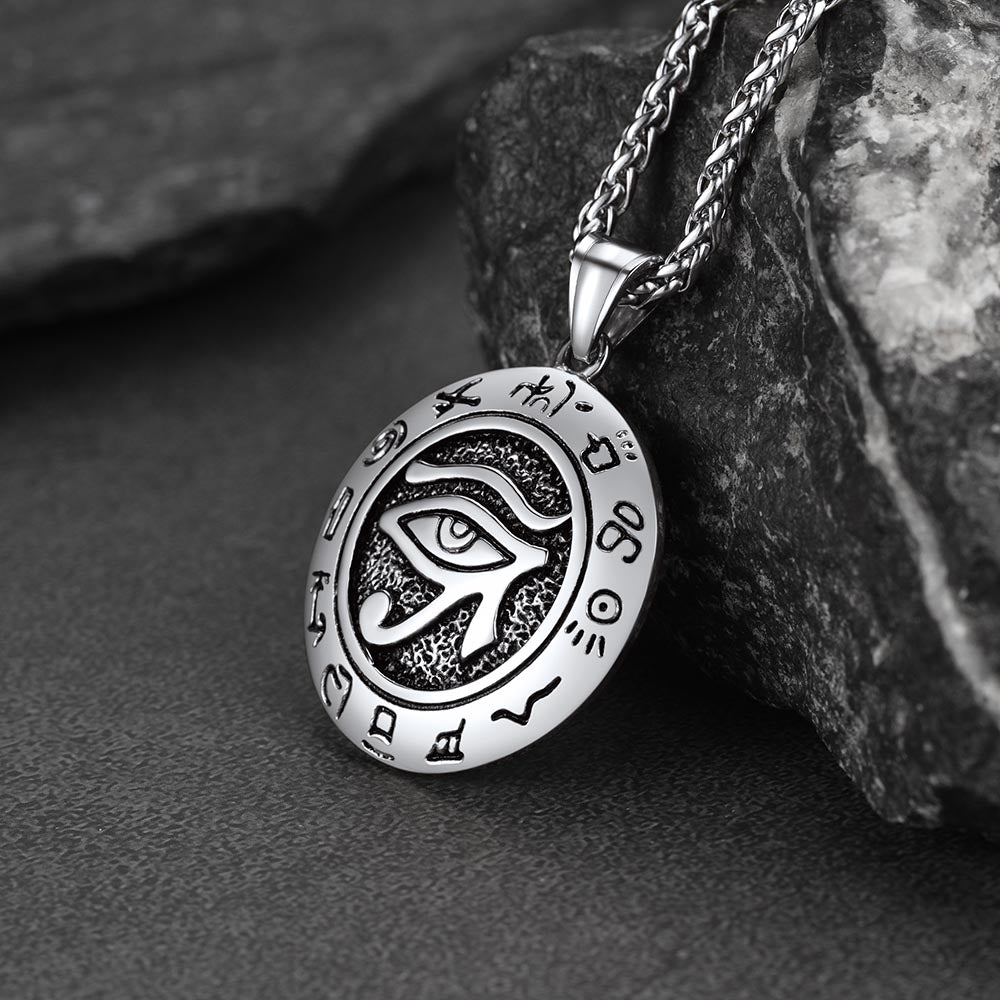 FaithHeart Egyptian Eye of Horus Medal Necklace For Men FaithHeart