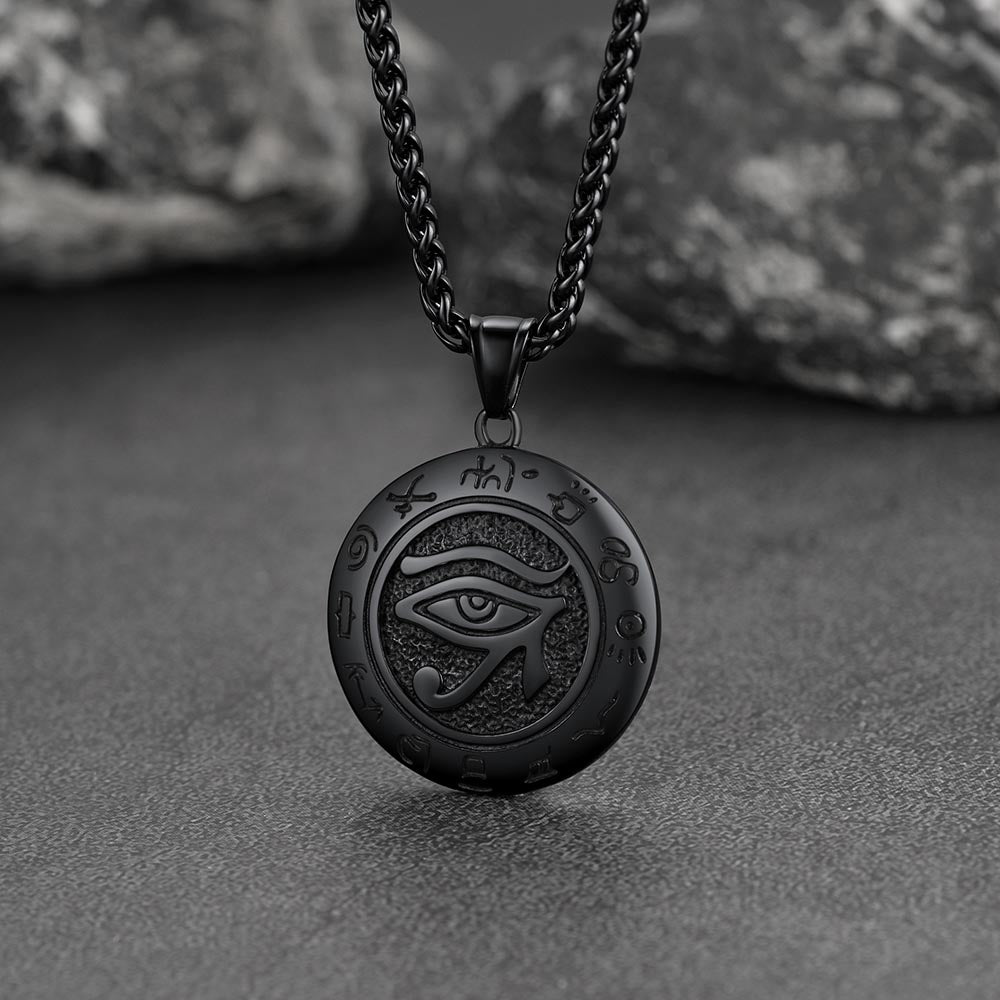 FaithHeart Egyptian Eye of Horus Medal Necklace For Men FaithHeart