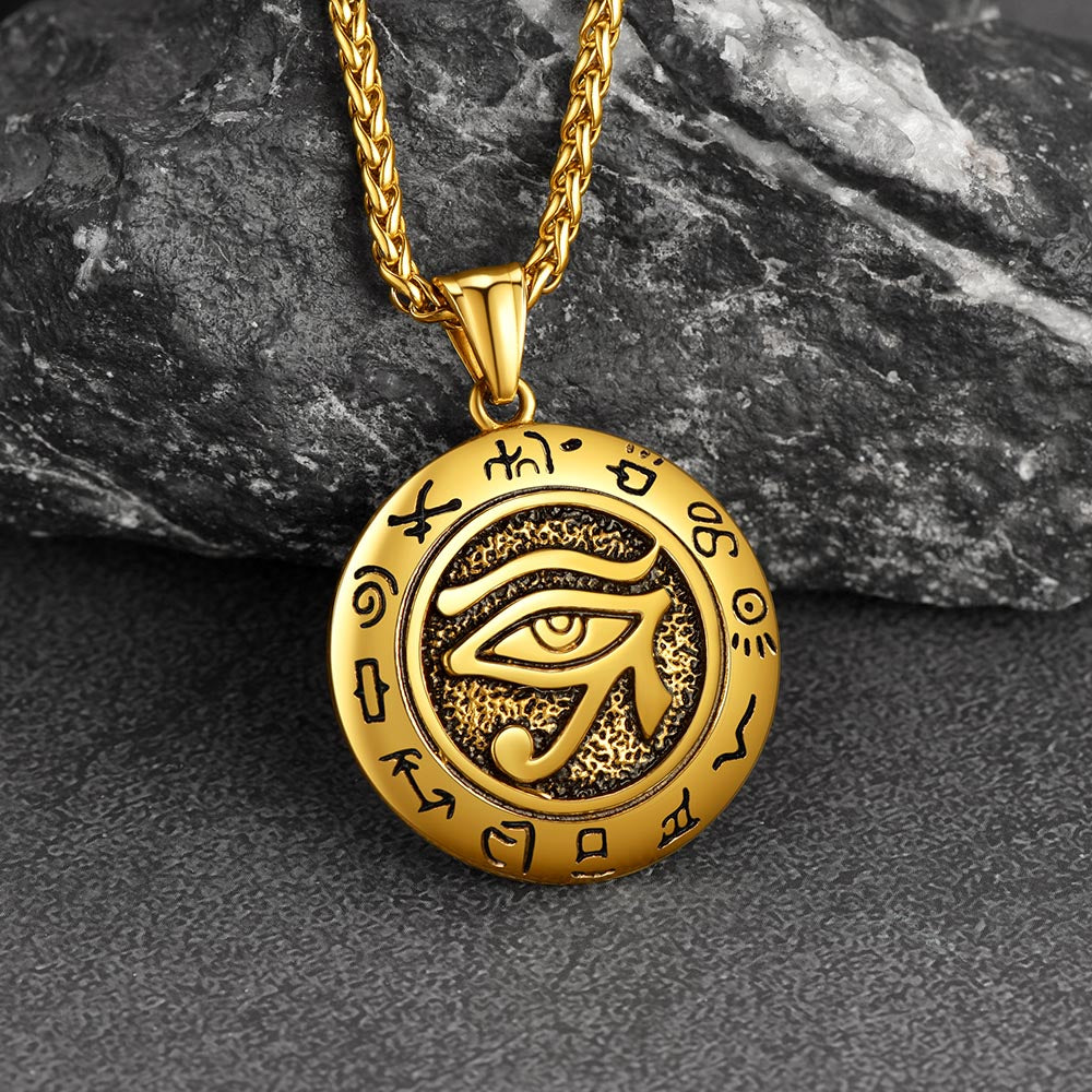 FaithHeart Egyptian Eye of Horus Medal Necklace For Men FaithHeart
