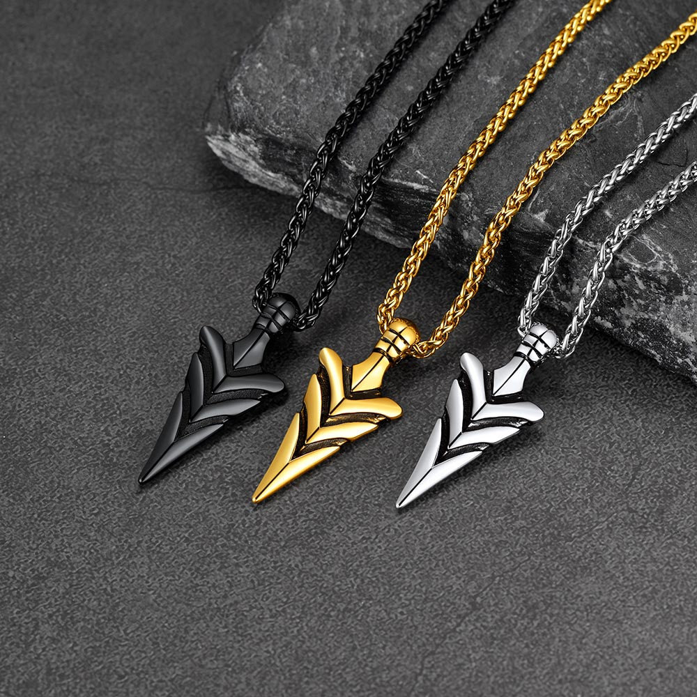 FaithHeart Vintage Spear Arrowhead Necklace Pendant For Men FaithHeart