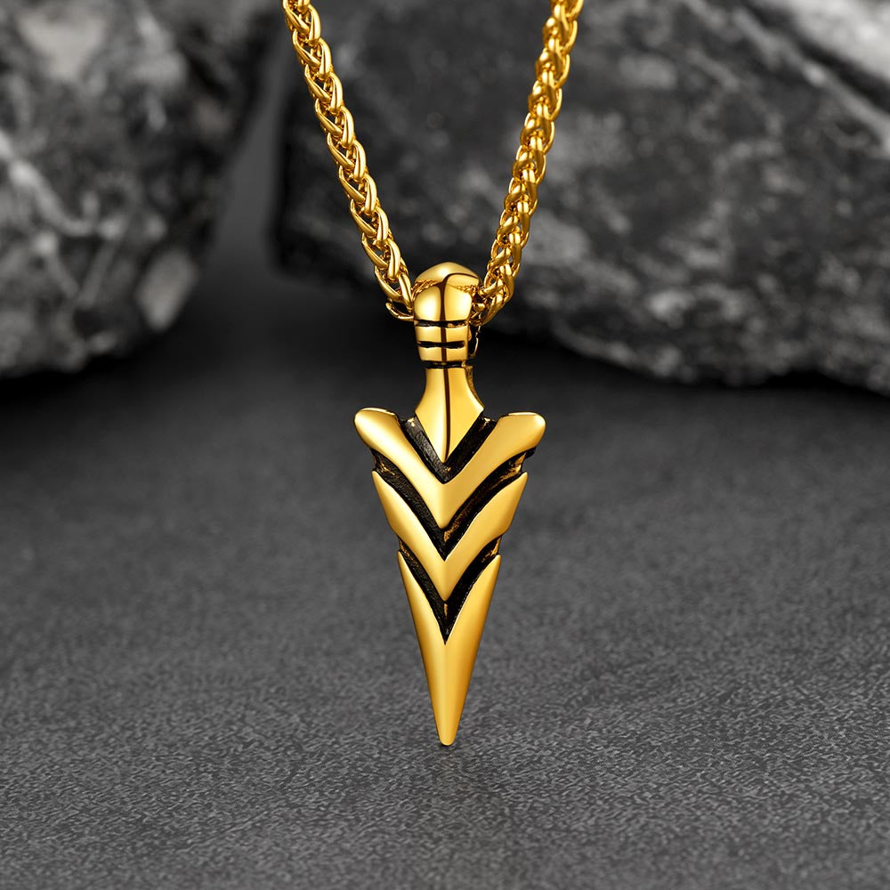 FaithHeart Vintage Spear Arrowhead Necklace Pendant For Men FaithHeart
