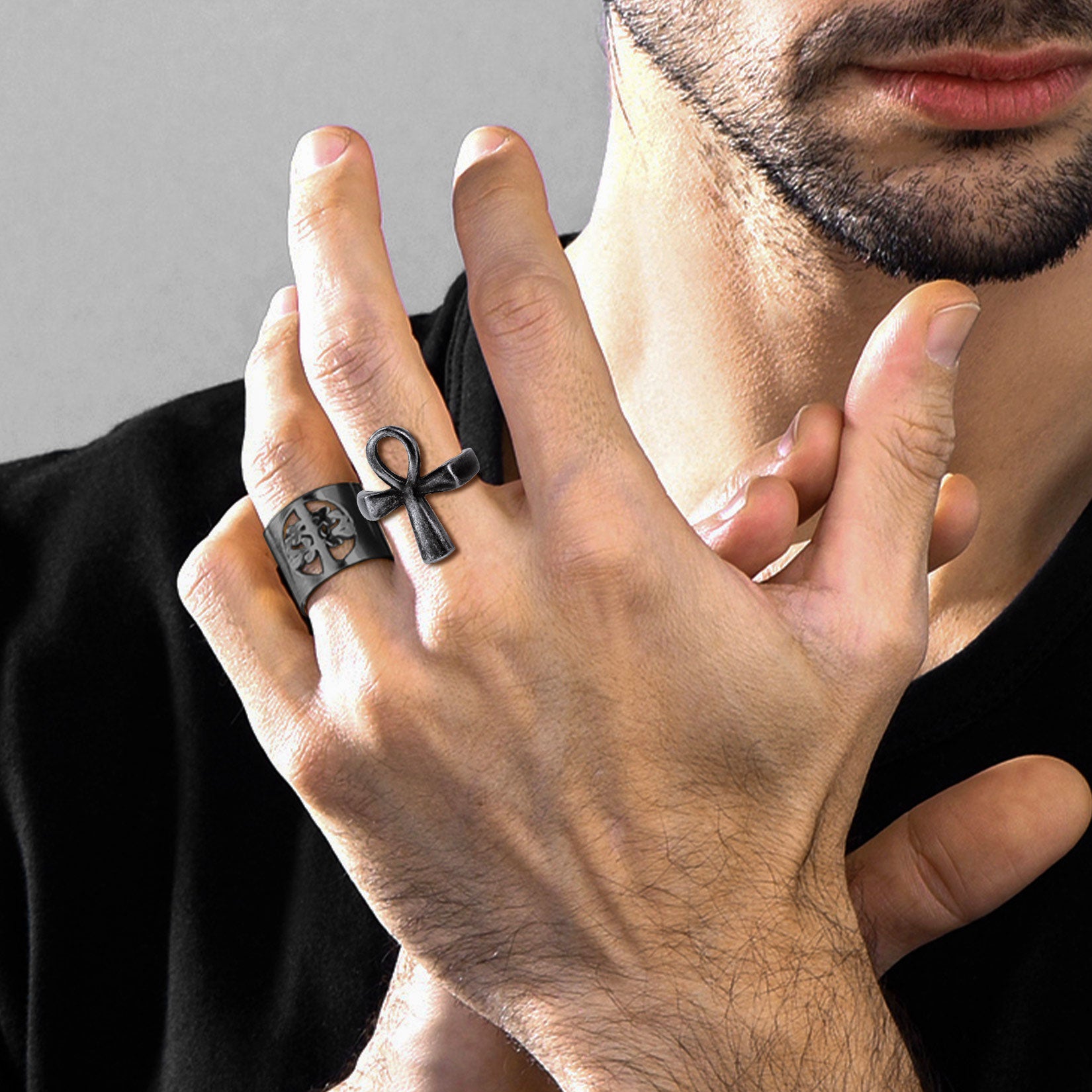 Egyptian Coptic Ankh Cross Stainless Steel Ring