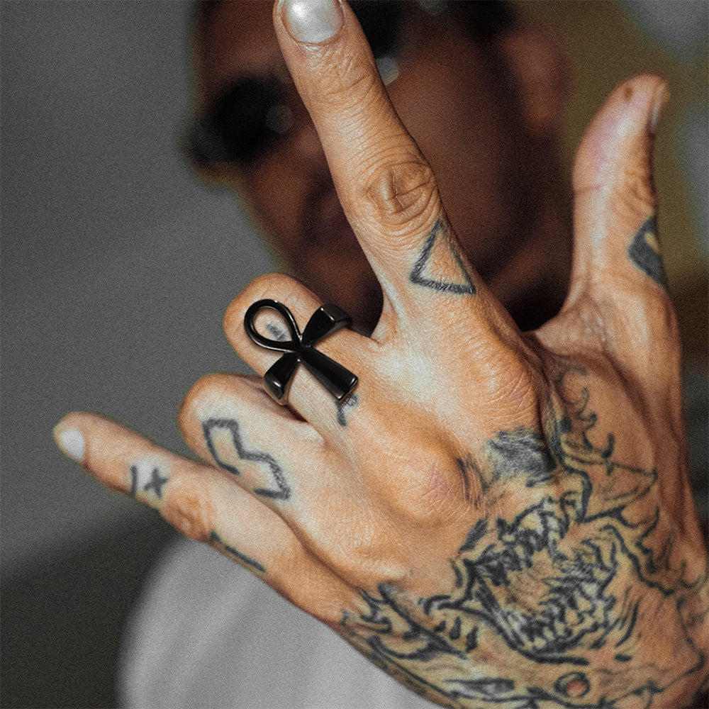 Egyptian Coptic Ankh Cross Stainless Steel Ring for Men Women