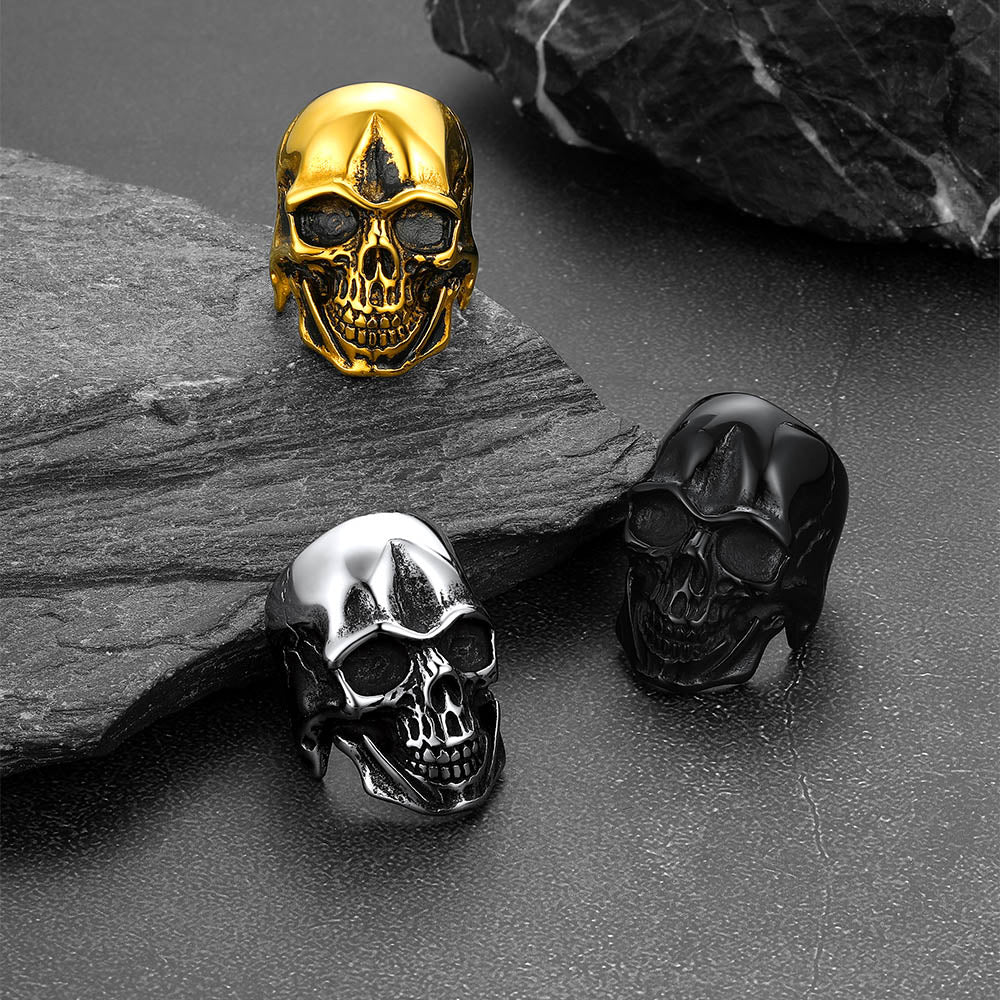 FaithHeart Gothic Biker Skull Ring For Men FaithHeart