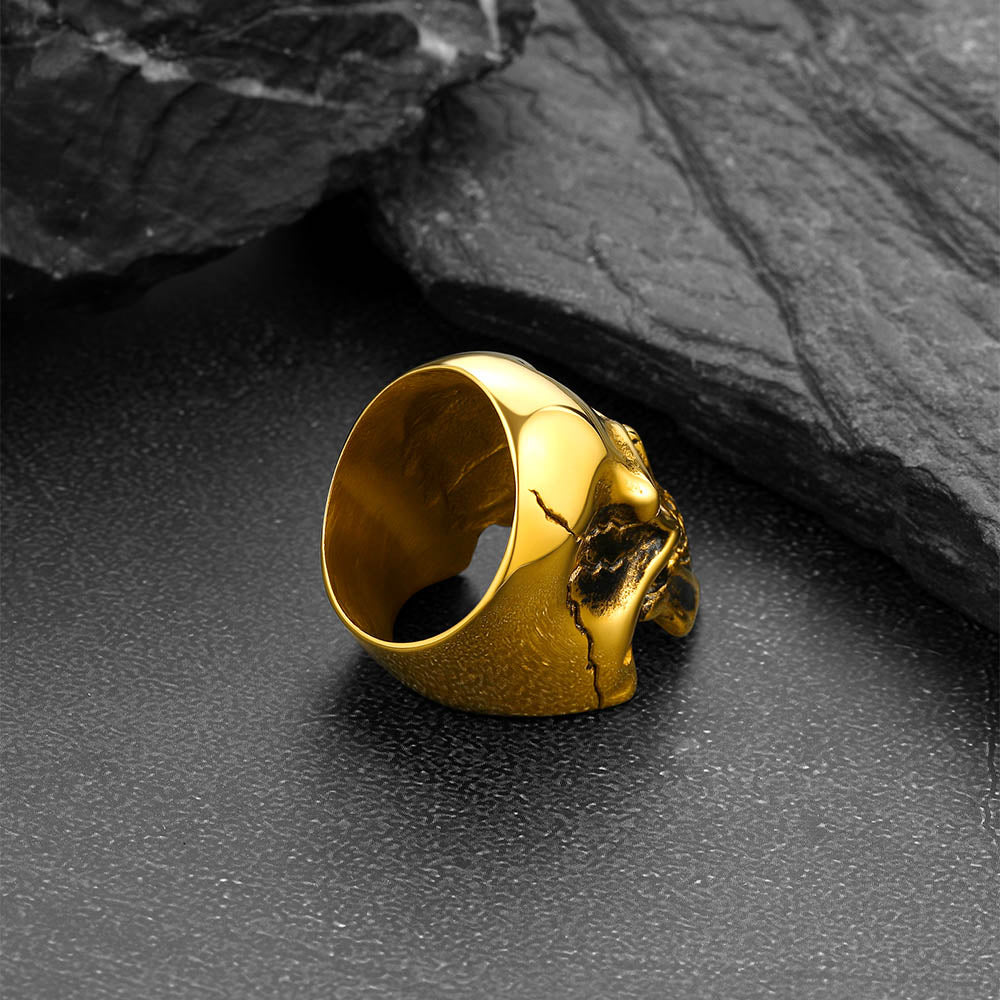 FaithHeart Gothic Biker Skull Ring For Men FaithHeart