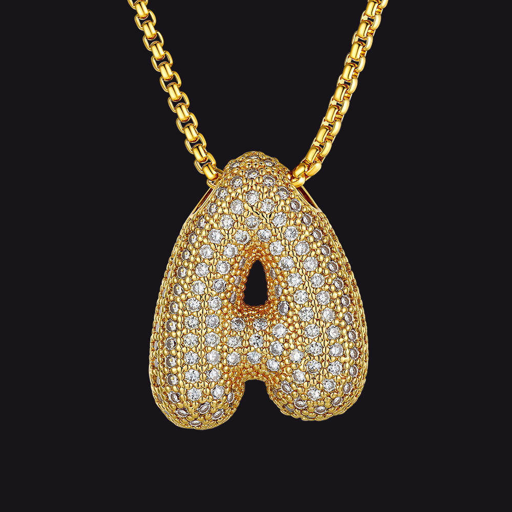 Gold-plated initial A necklace with cubic zirconia accent