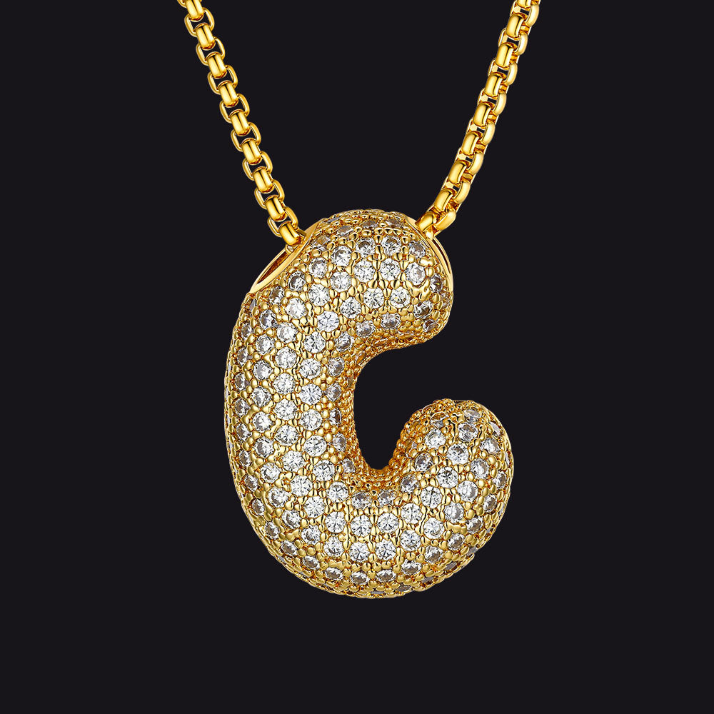 Elegant gold initial C necklace with sparkling zirconia