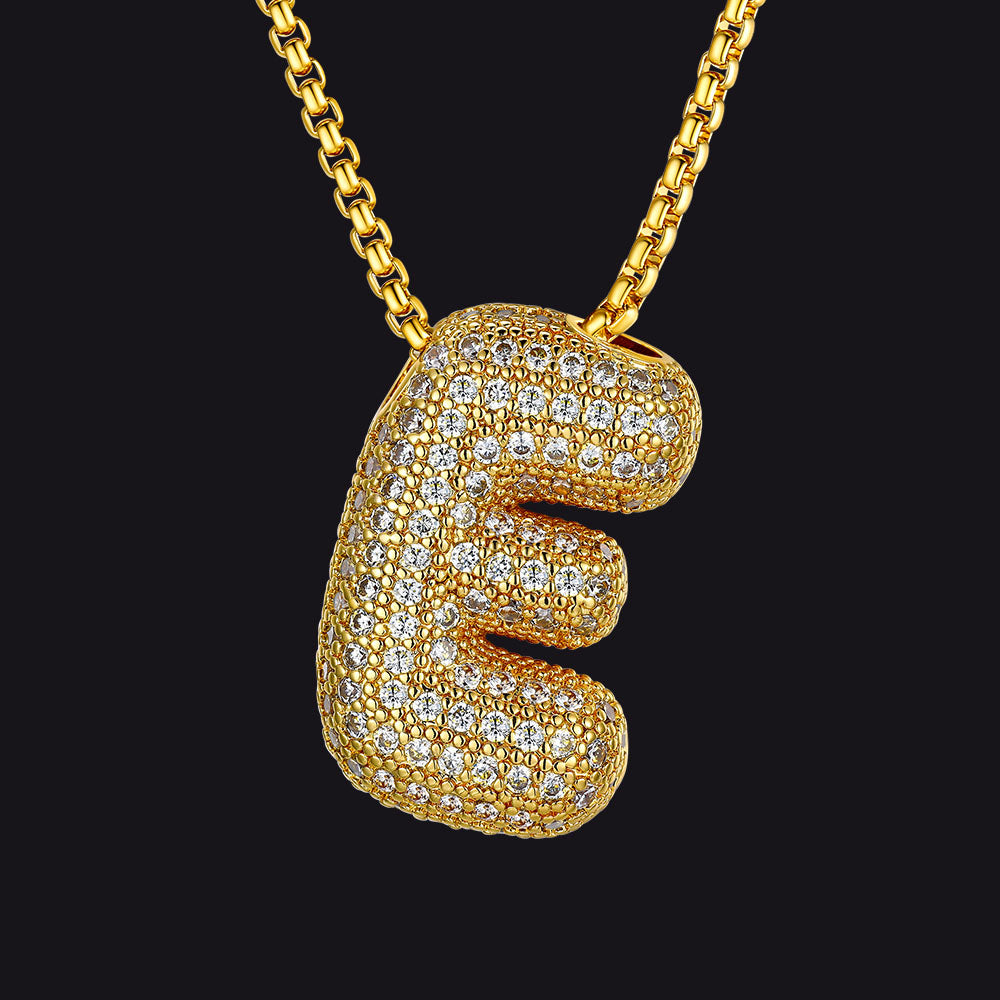 Stylish gold E letter necklace with crystal accent