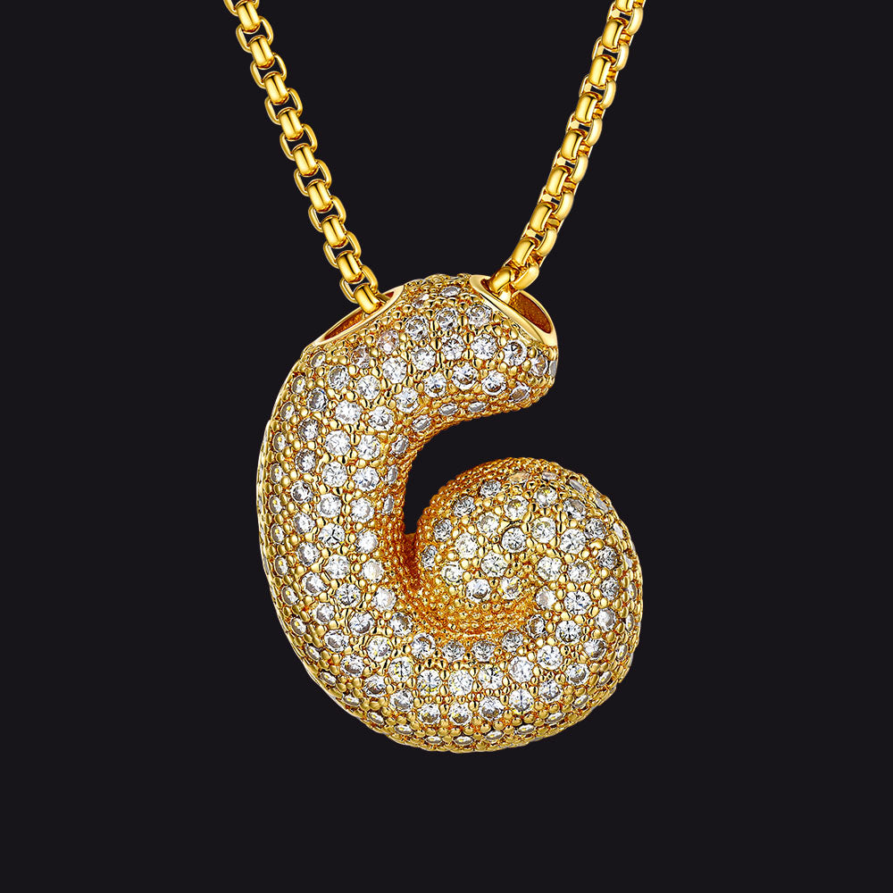 Glamorous gold G initial necklace with zirconia