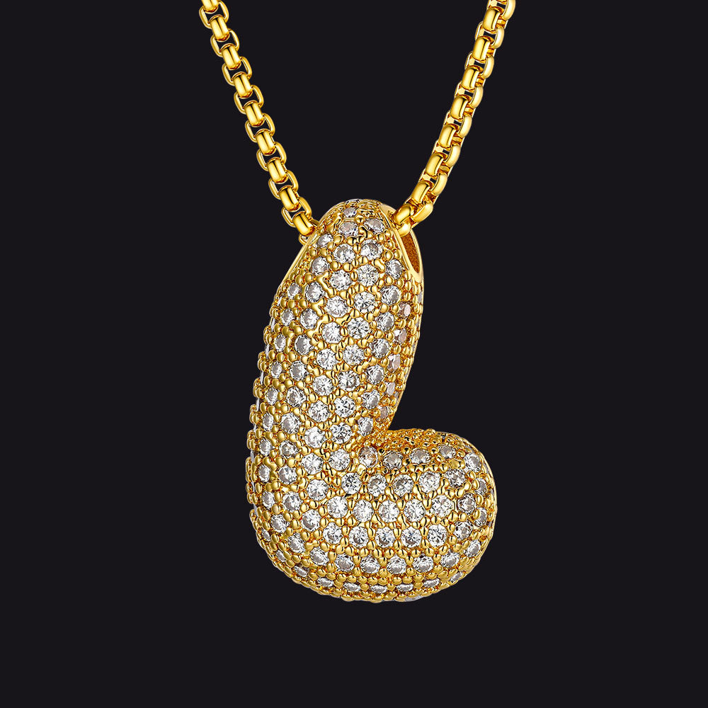 Personalized L letter pendant with cubic zirconia