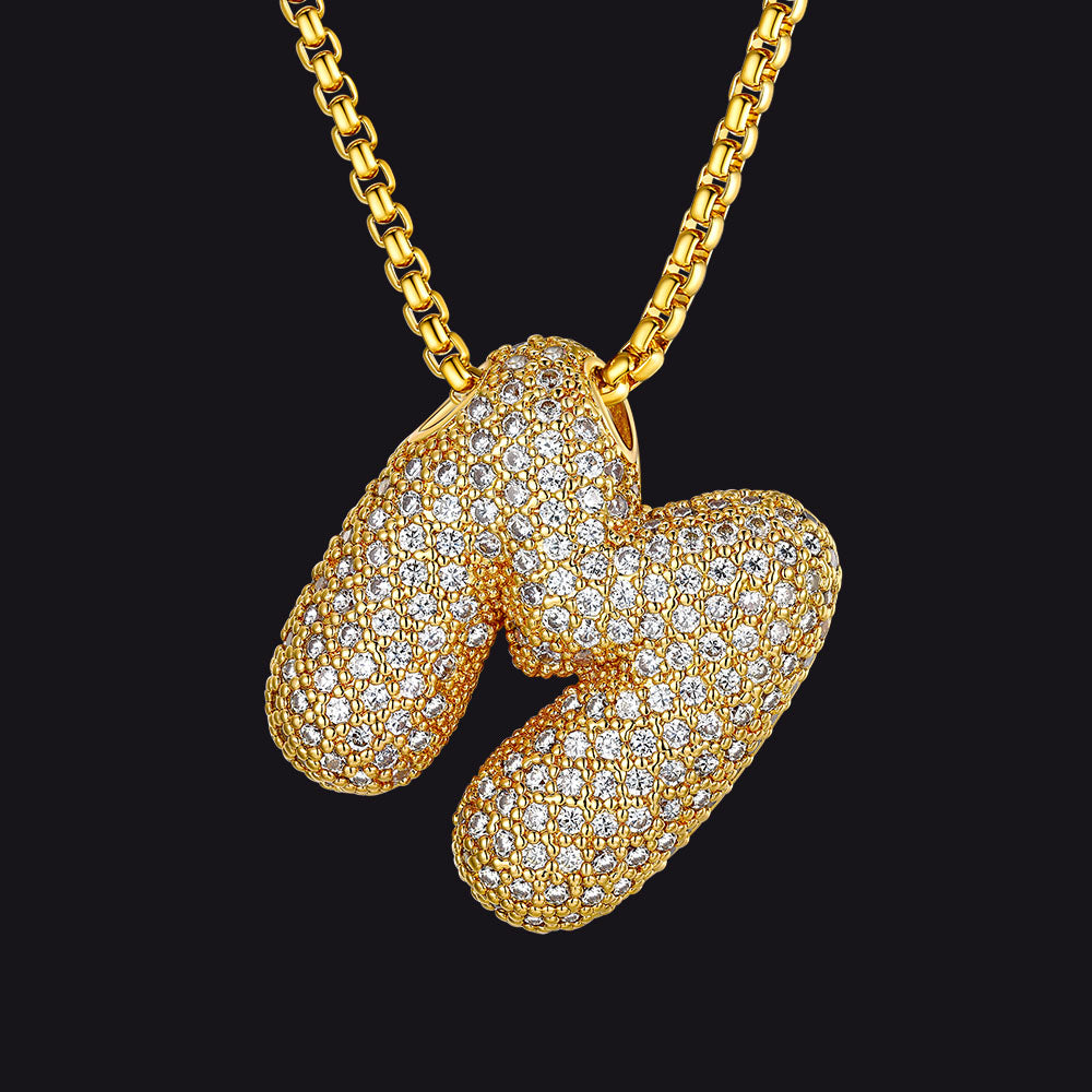 Luxury gold initial M necklace with CZ stone