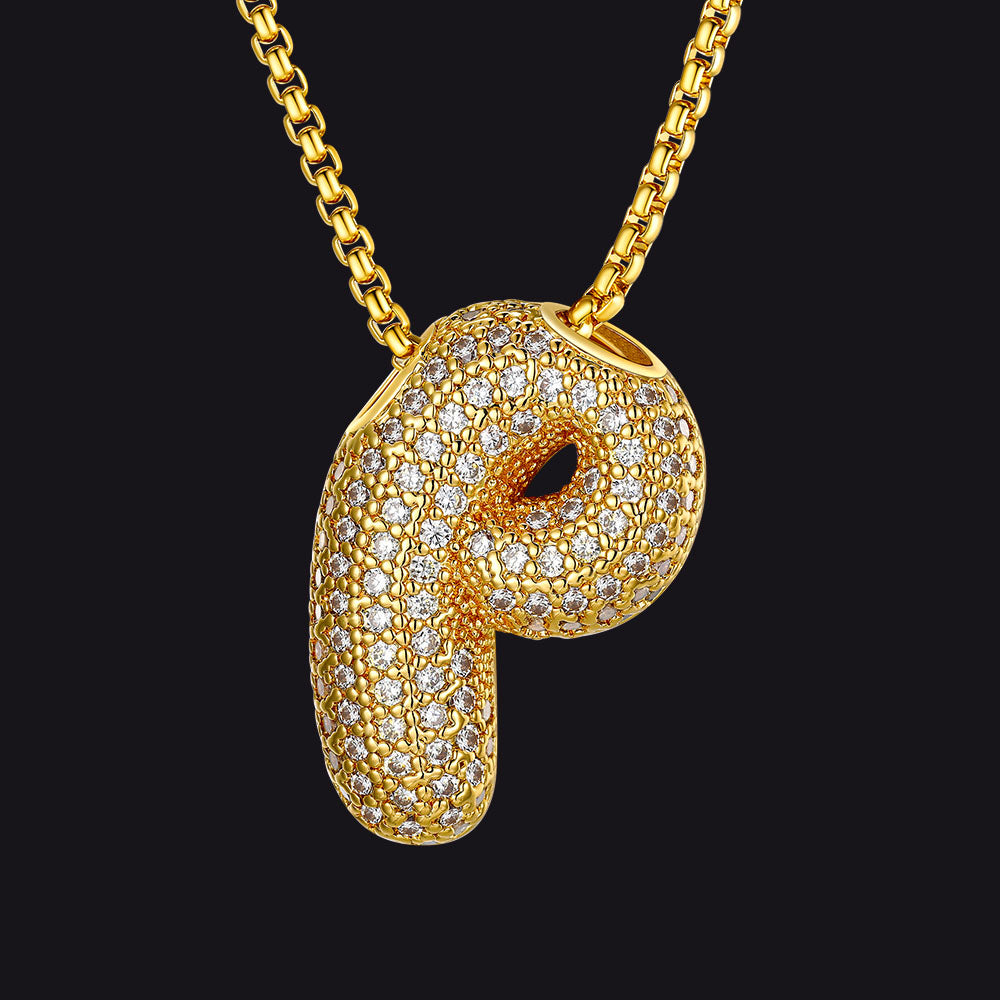Elegant gold P letter pendant with CZ detail
