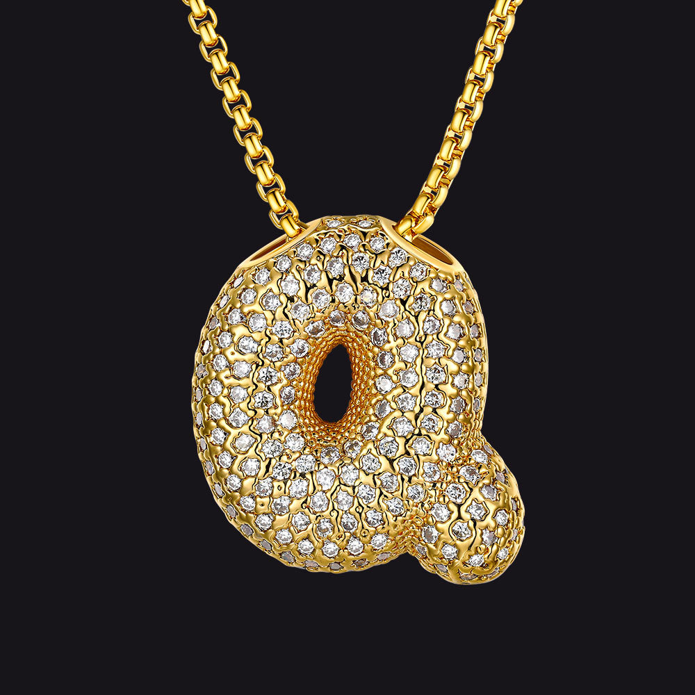 Unique Q initial necklace with cubic zirconia stone