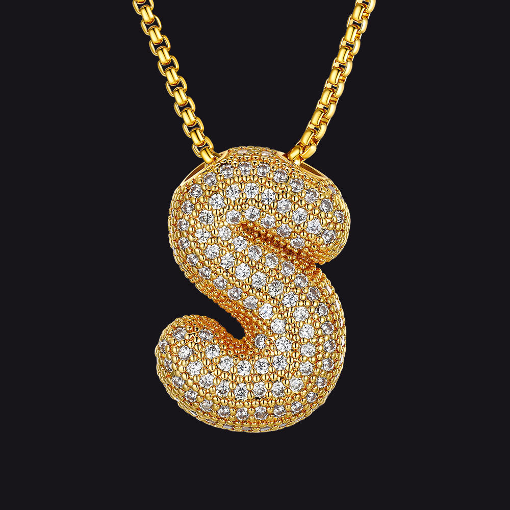 Sparkling S initial necklace with zirconia accent