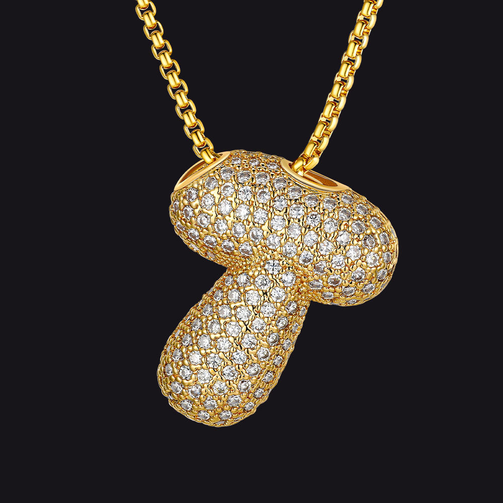 Gold-plated T letter pendant with CZ stone