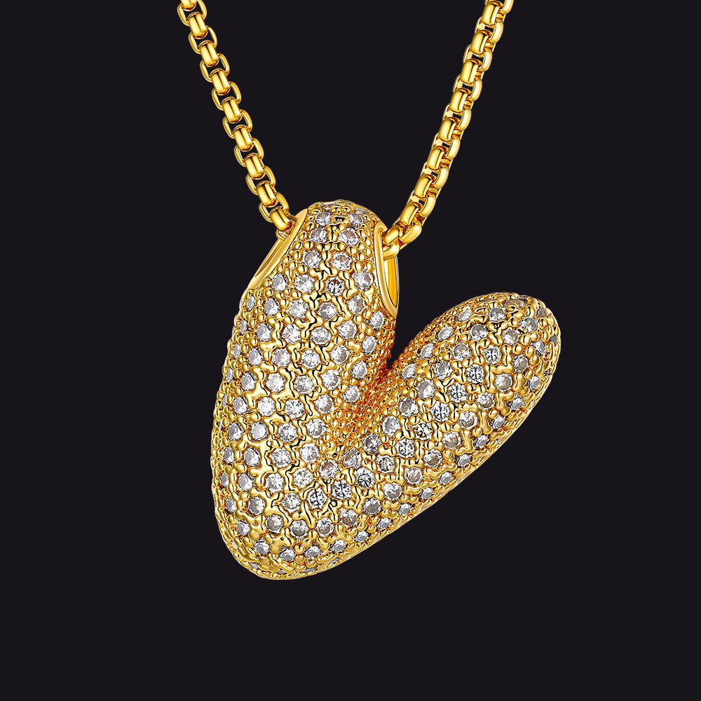 Elegant gold V letter pendant with crystal accent