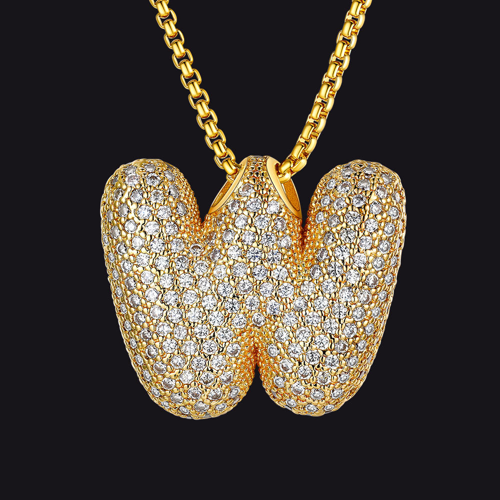 Luxury W initial necklace with zirconia detail