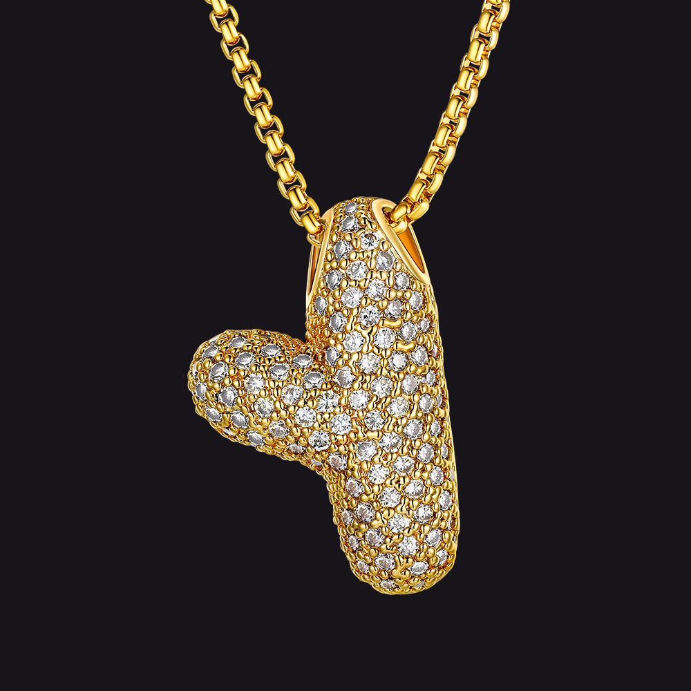 Glamorous gold Y initial necklace with zirconia