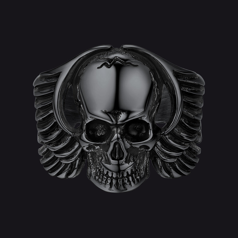 Faithheart Gothic Cool Wings Skull Rings for Men