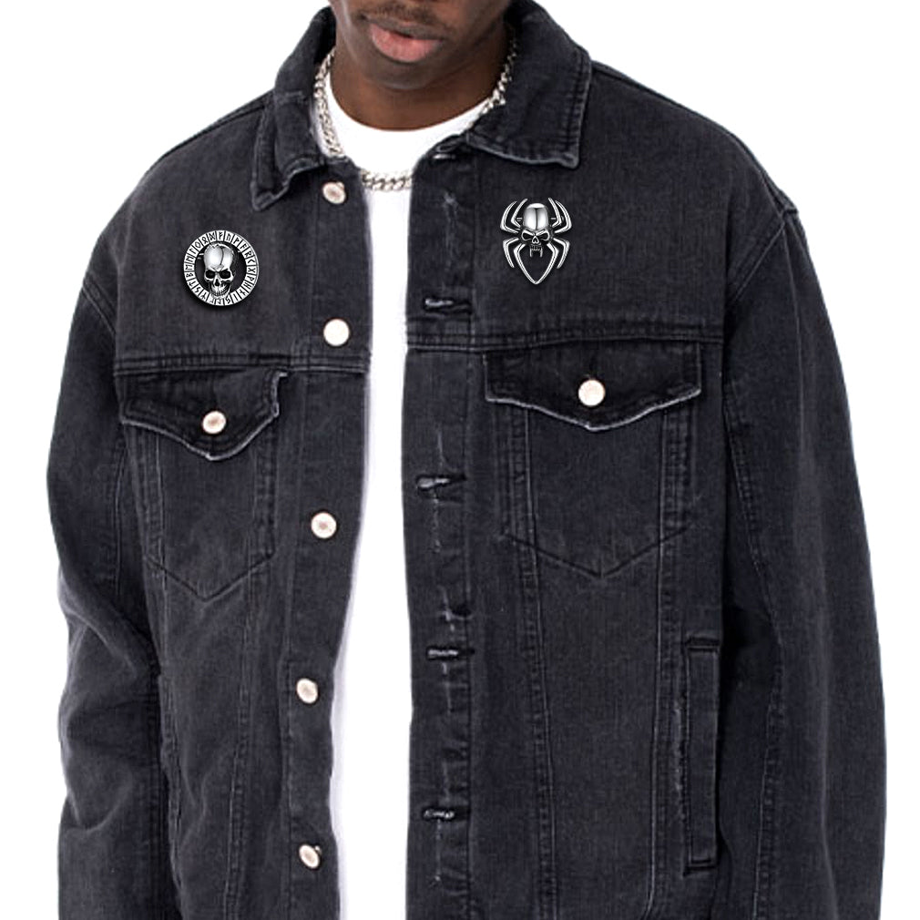 Gothic Punk Skull Brooch Pin for Men Women