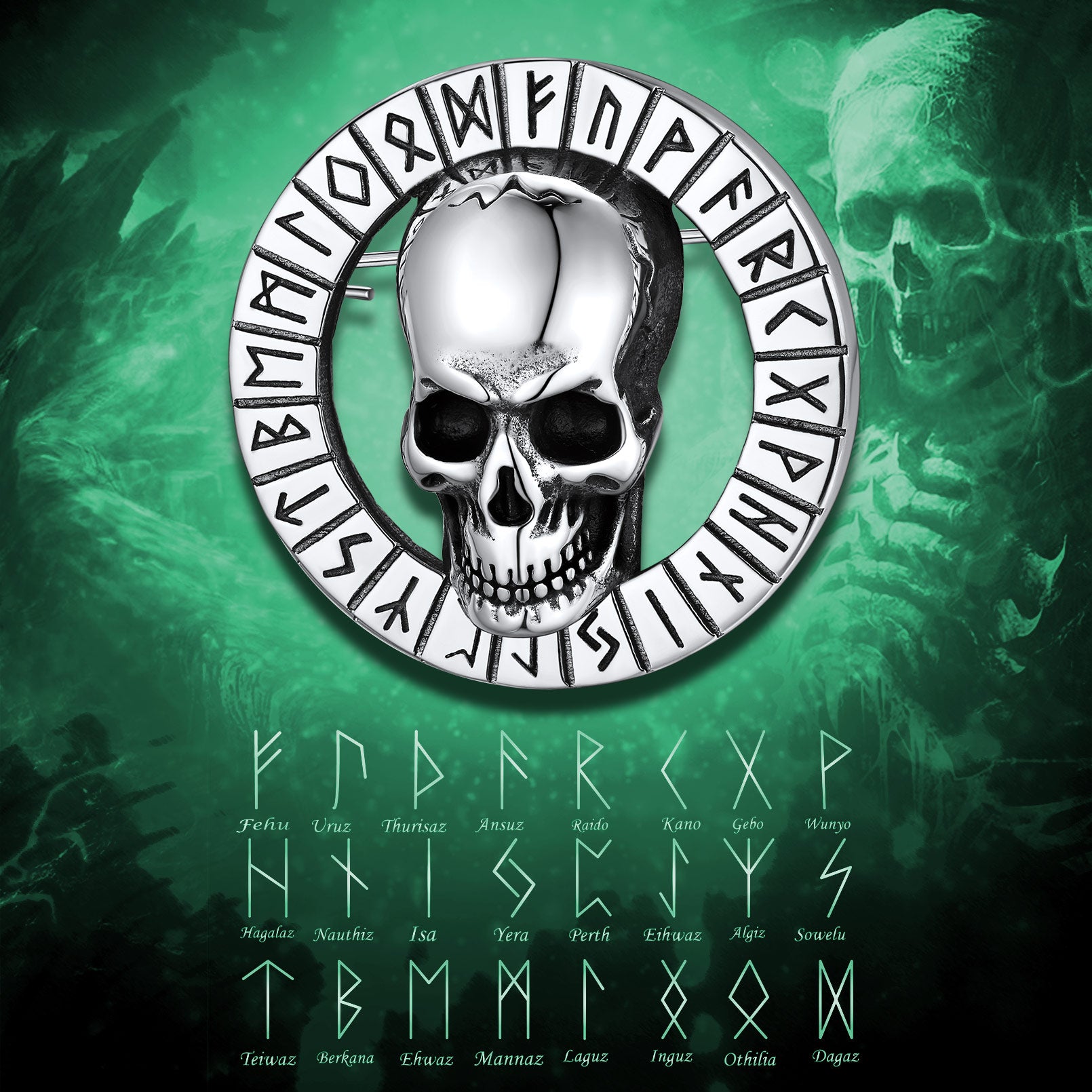 Gothic Punk Skull Brooch Pin for Men Women