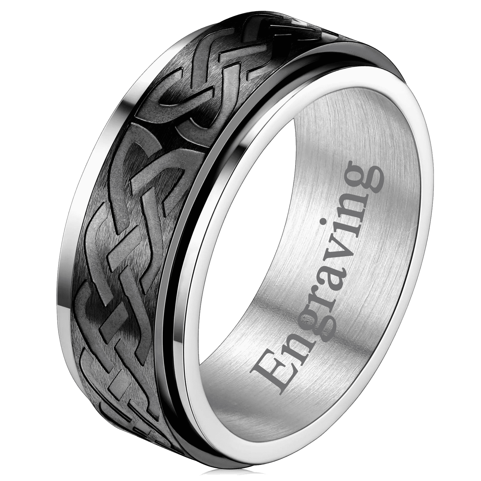 FaithHeart Celtic Knot Spinner Ring Anxiety Rotatable Ring For Men FaithHeart
