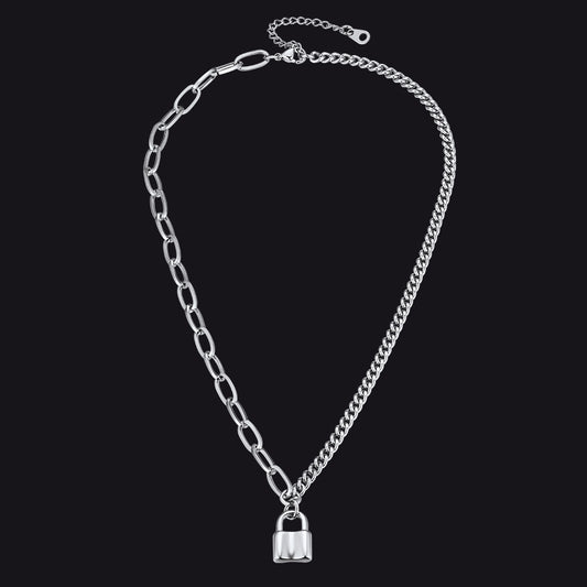 Handcuff Padlock Pendant Curb Chain Necklace for Women Menimg