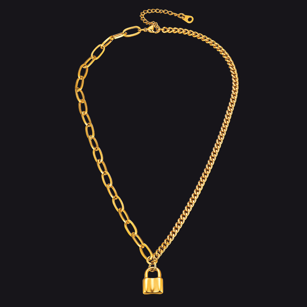 Gold Plated Interlocking Padlock Pendant