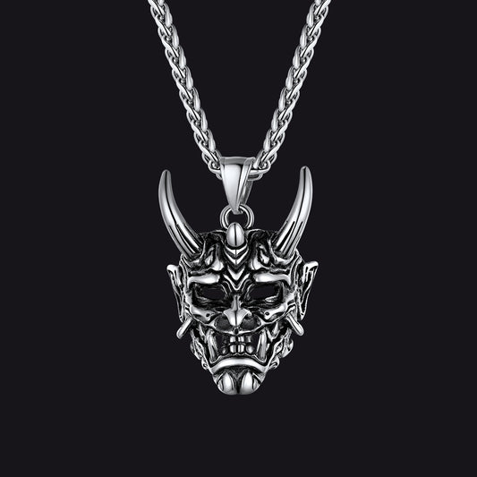 Gothic Punk Hannya Damon Mask Pendant Necklace for Menimg