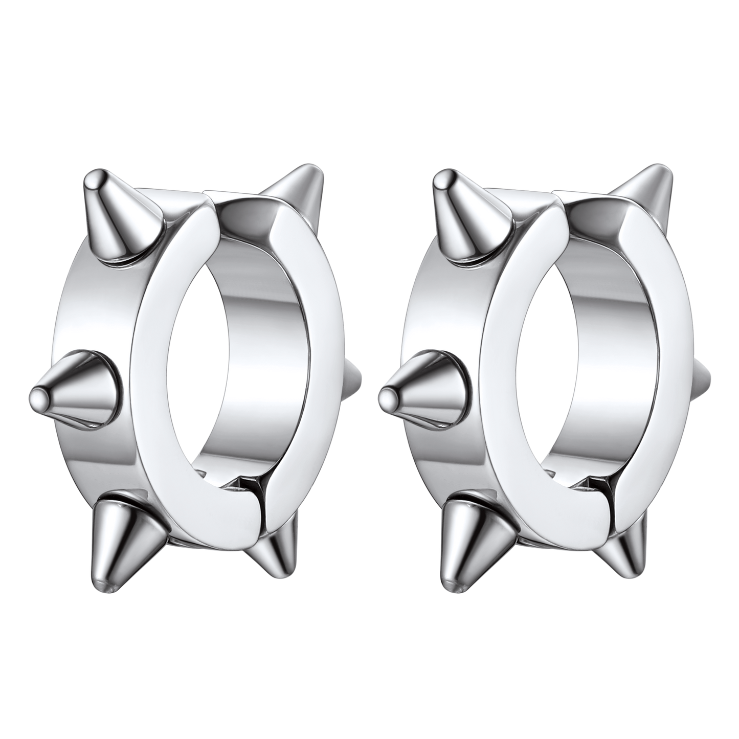 Silver Spike Clip-On Earrings for Men