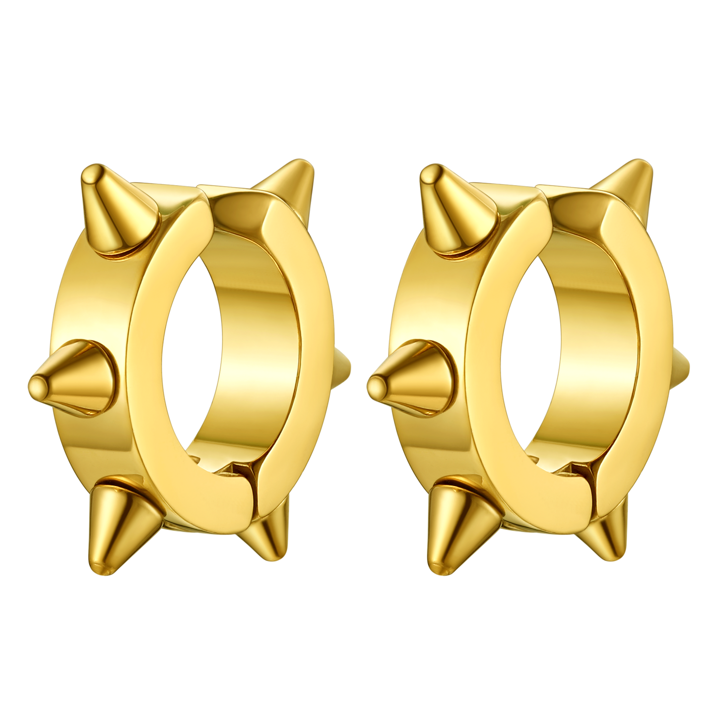 Gold spiked ear clip earrings for men