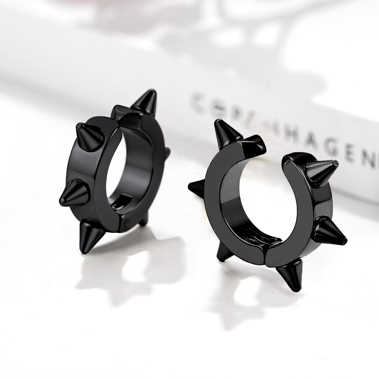 Flash Sale Black Spiked Ear Clip Earrings for Men