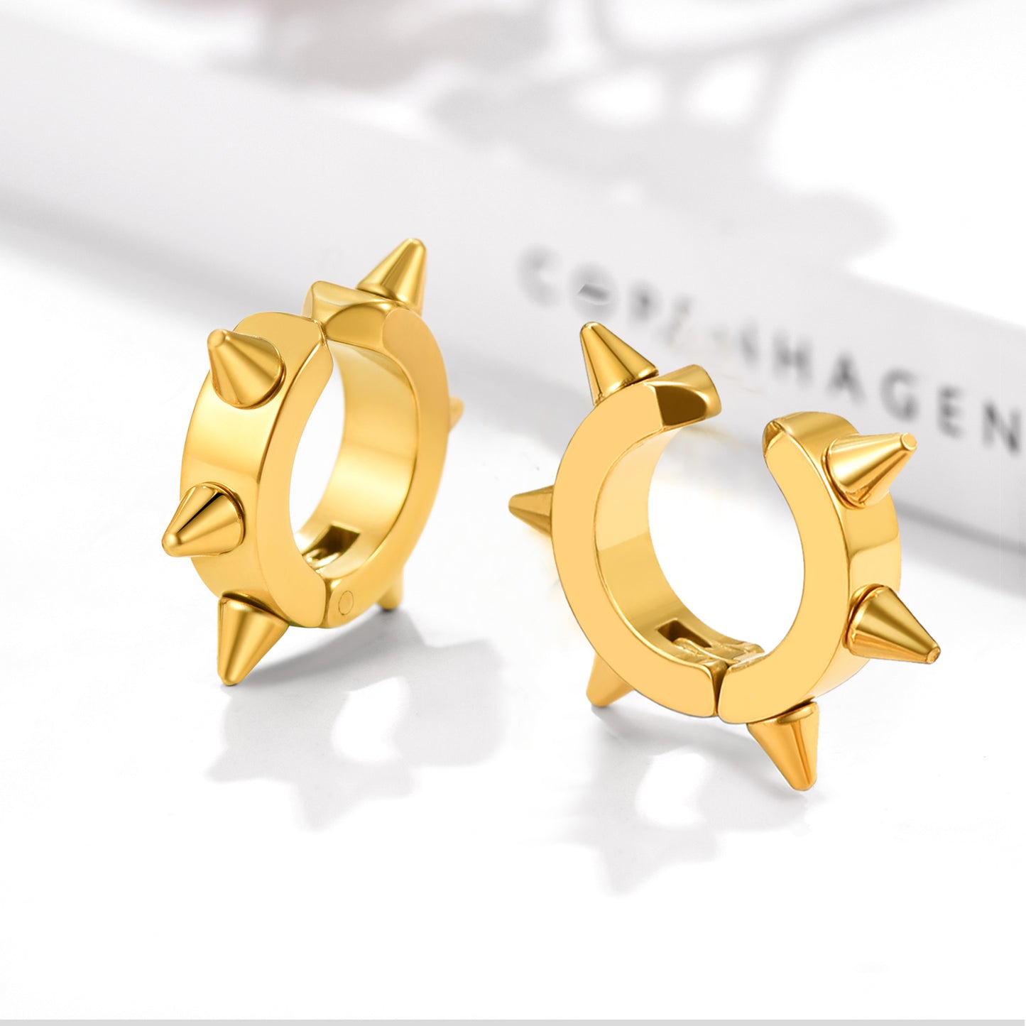 Gold Spiked Clip-on Earrings for Men