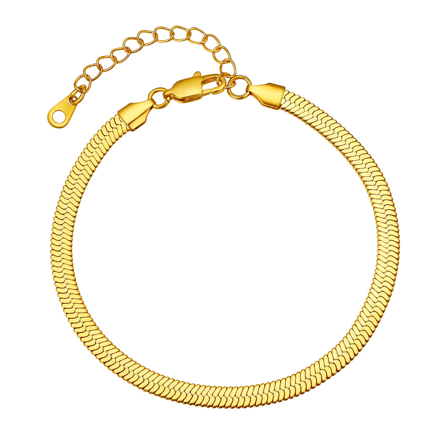 Herringbone Flat Chain Anklets Summer Jewelry For Women
