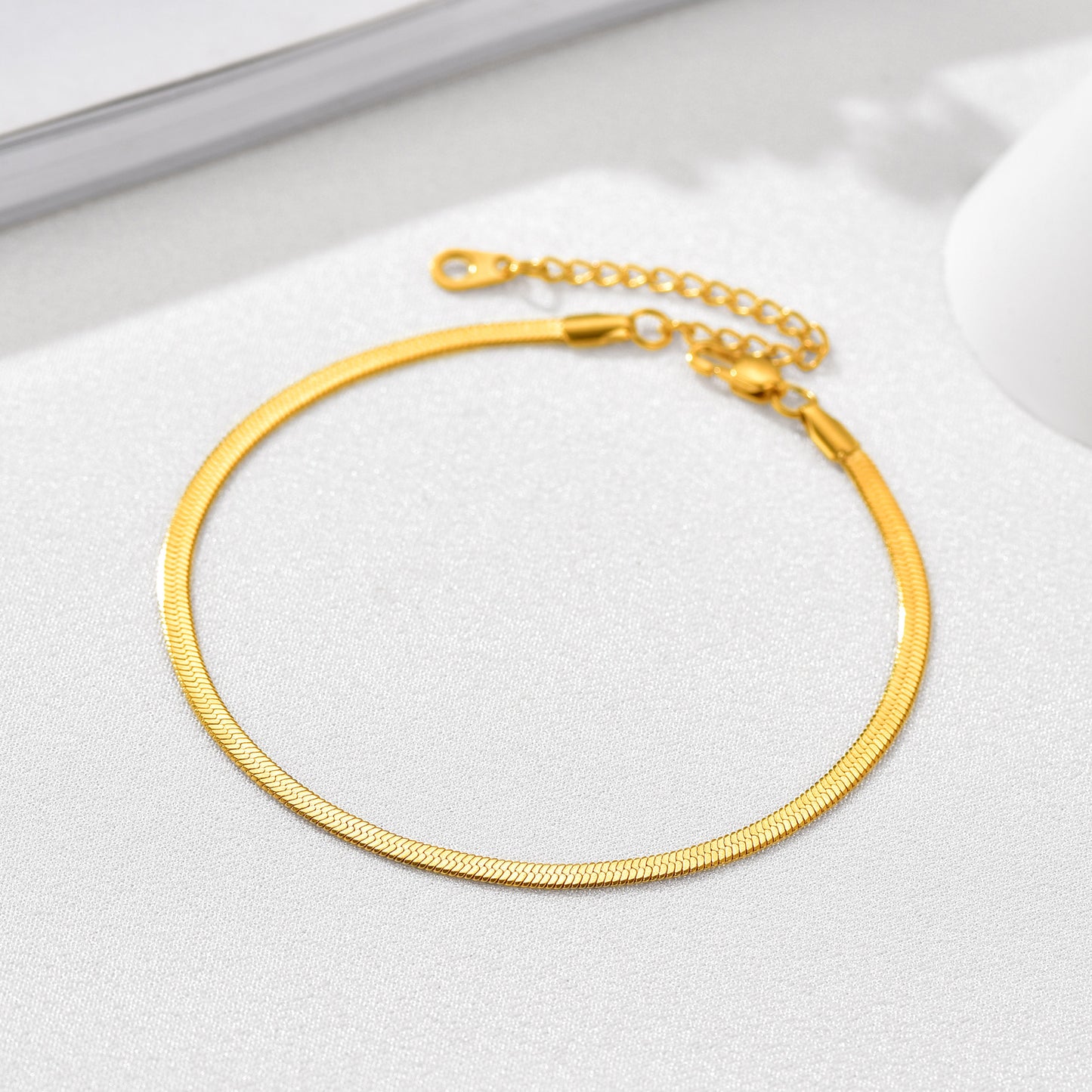 Herringbone Flat Chain Anklets Summer Jewelry For Women