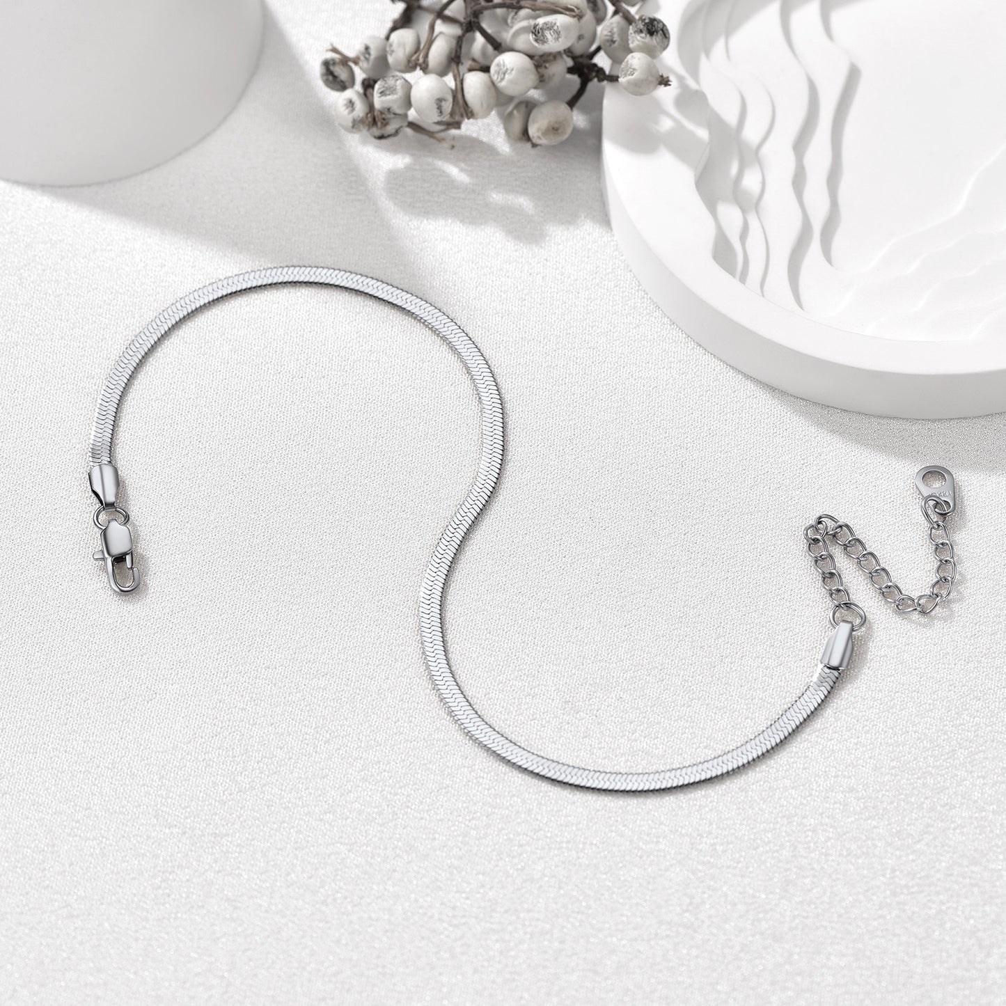 Herringbone Flat Chain Anklets Summer Jewelry For Women