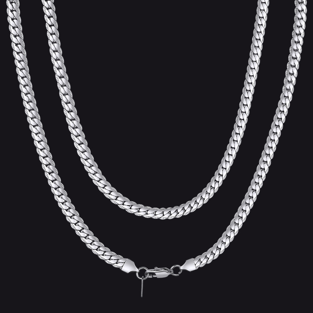 6mm wide Cuban link chain on male model with black shirt