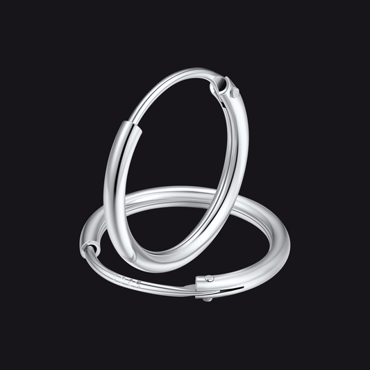 Classic Sterling Silver Hollow Hoop Earrings for Men Womenimg