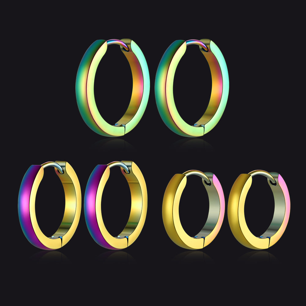Classic 3 Pairs Hoop Earrings Set for Men and Women 3mm Wide