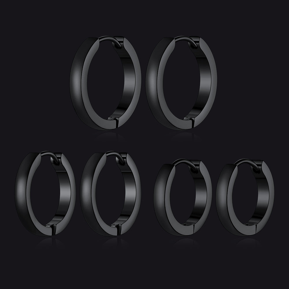 Classic 3 Pairs Hoop Earrings Set for Men and Women 3mm Wide