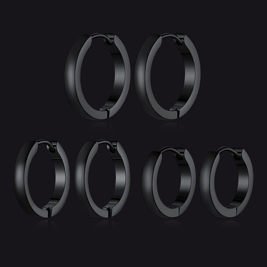 Classic 3 Pairs Hoop Earrings Set for Men and Women 3mm Wideimg