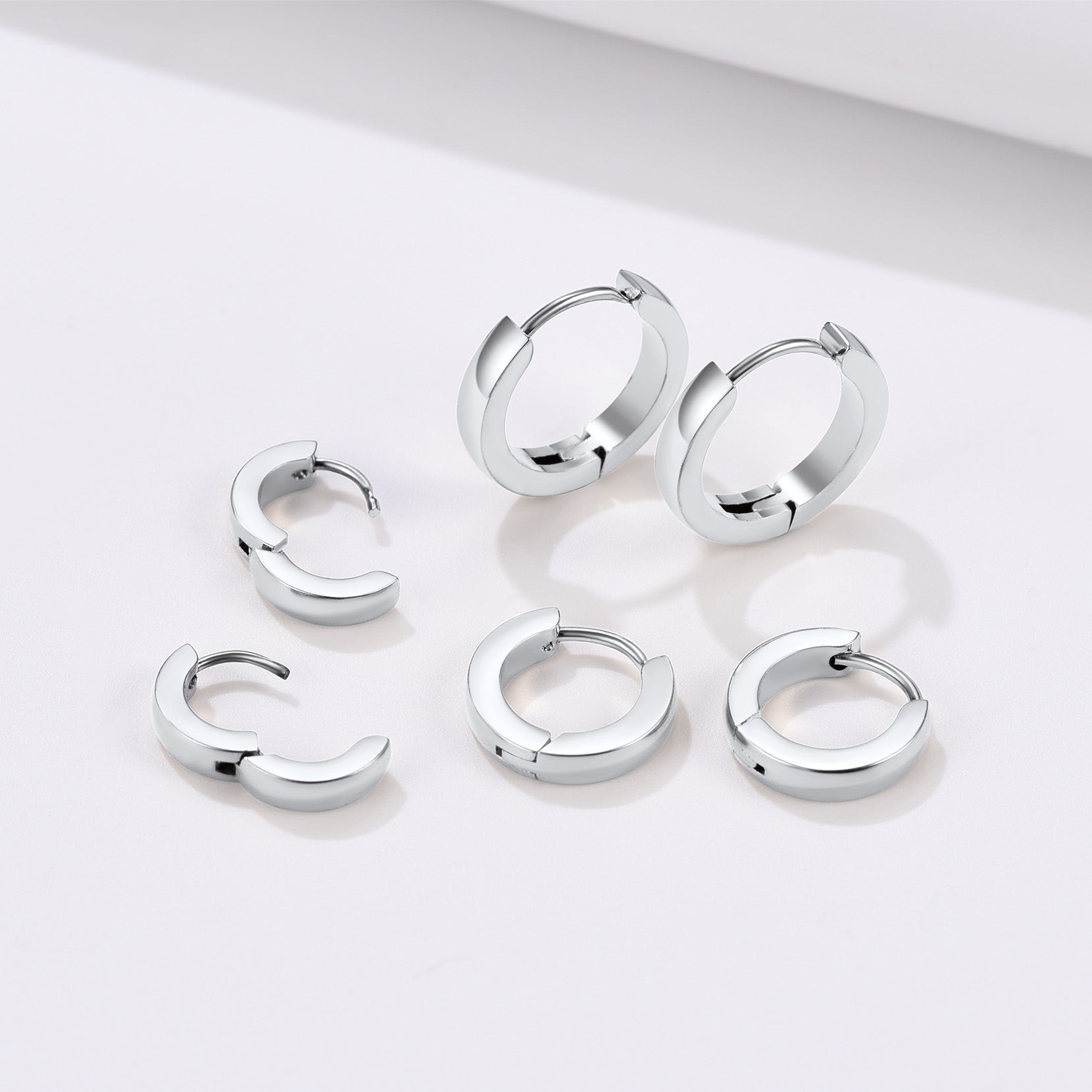 Classic 3 Pairs Hoop Earrings Set for Men and Women 3mm Wide