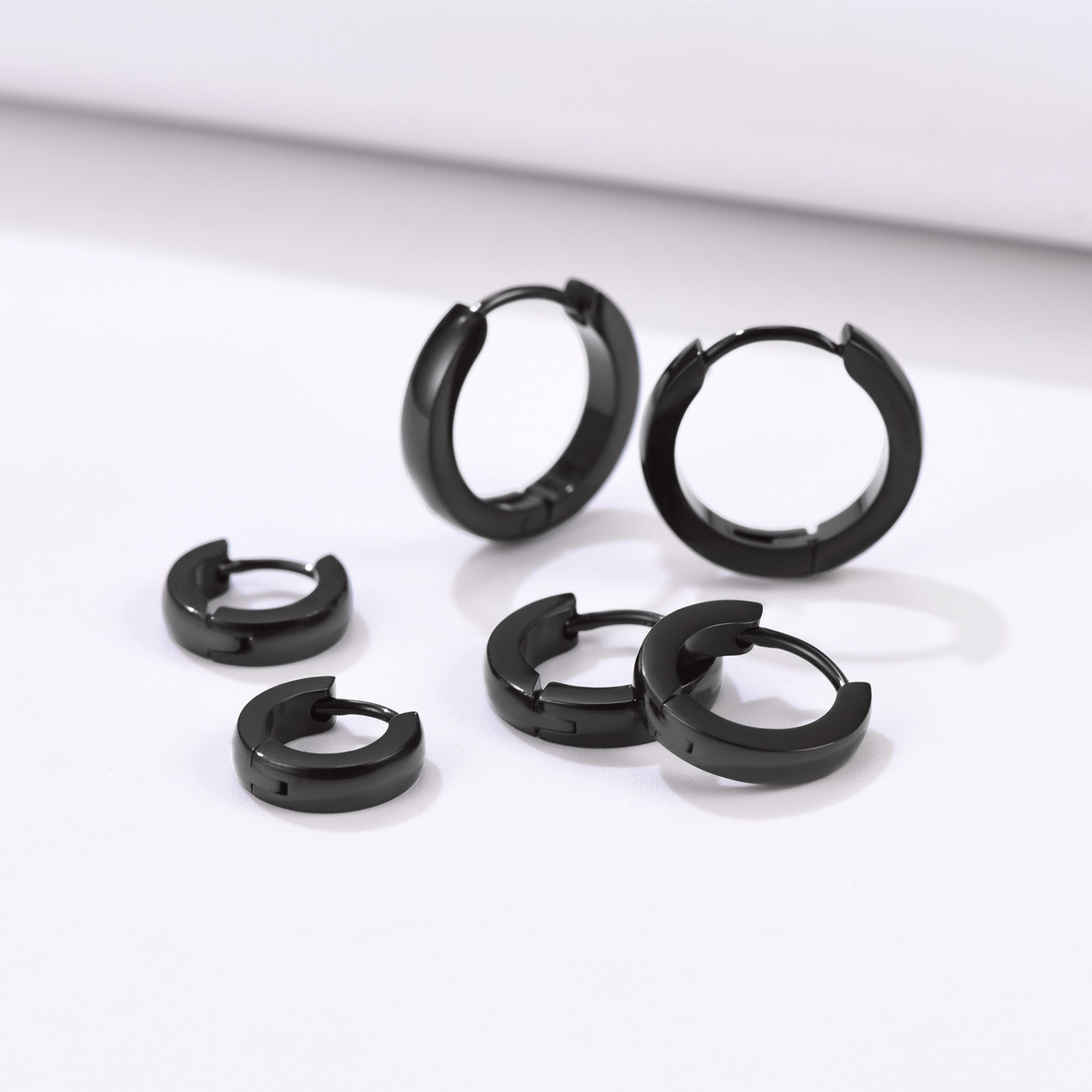 Classic 3 Pairs Hoop Earrings Set for Men and Women 3mm Wide