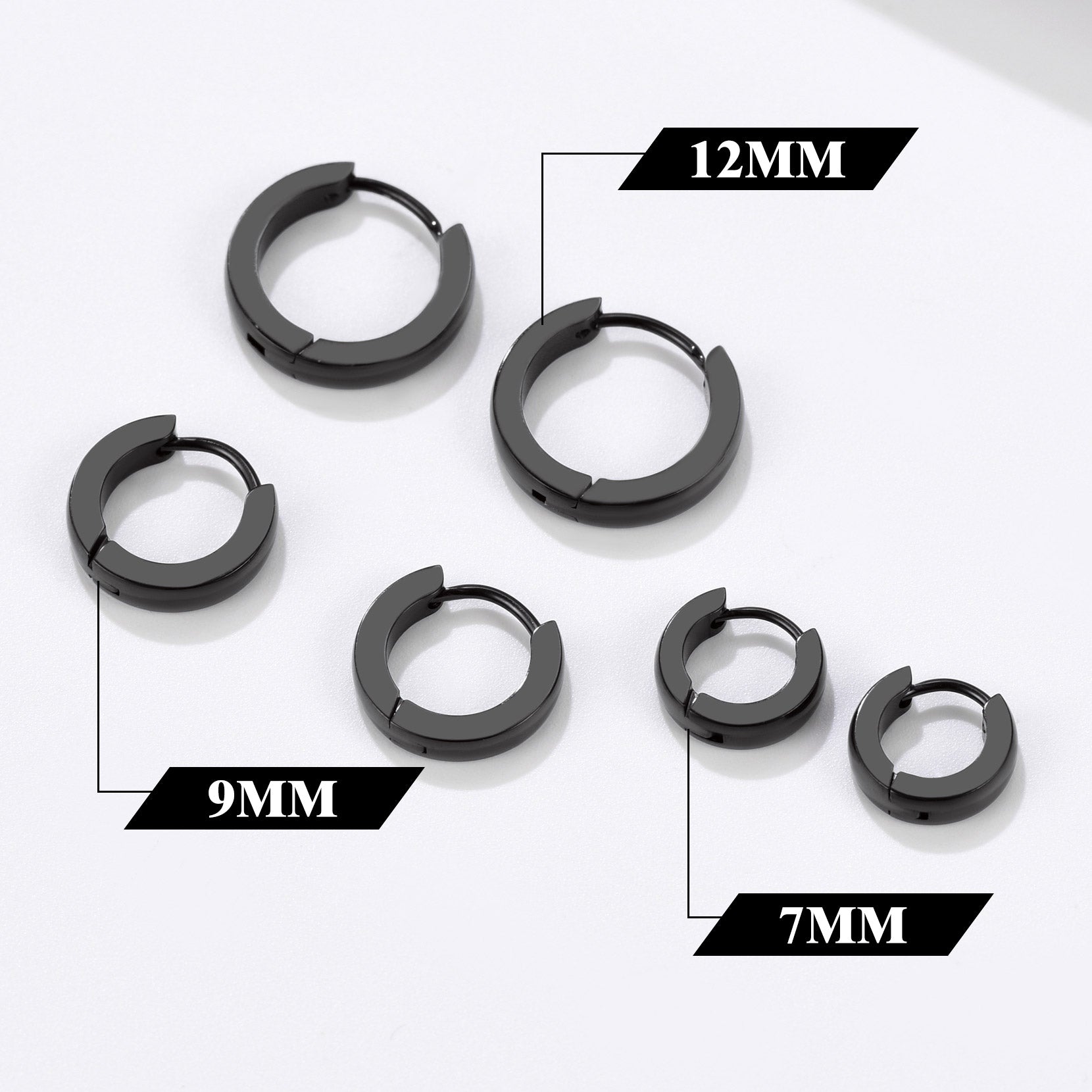 Classic 3 Pairs Hoop Earrings Set for Men and Women 3mm Wide