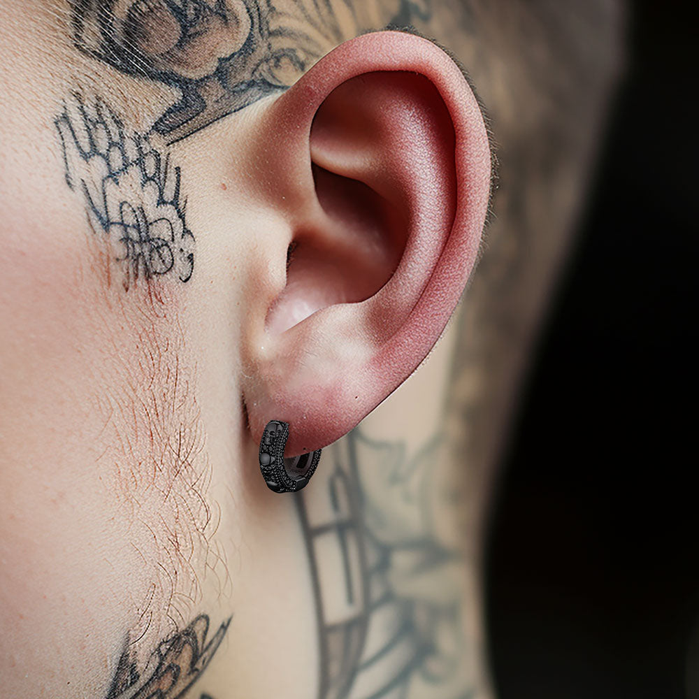 Gothic Skull Huggie Hoop Earrings For Men Women