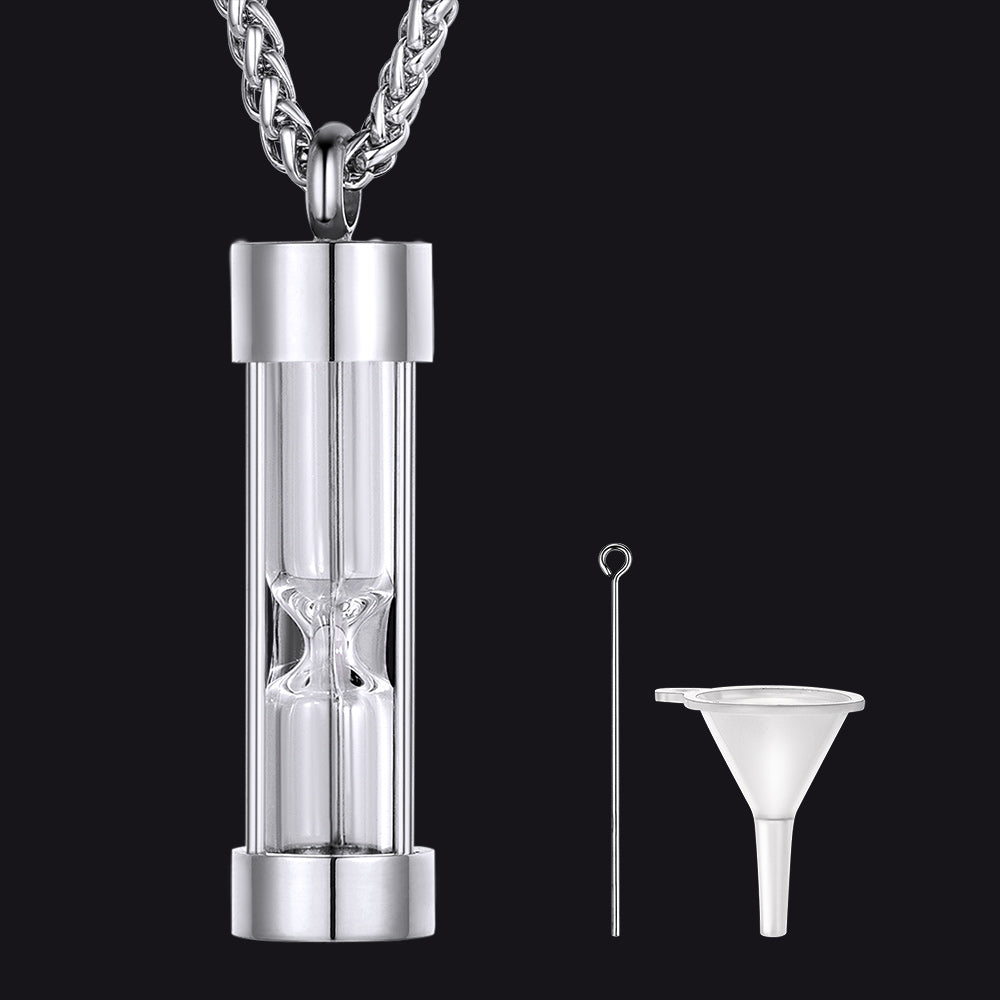 Hourglass Urn Necklace for Ashes Cremation Keepsakes for Women Men