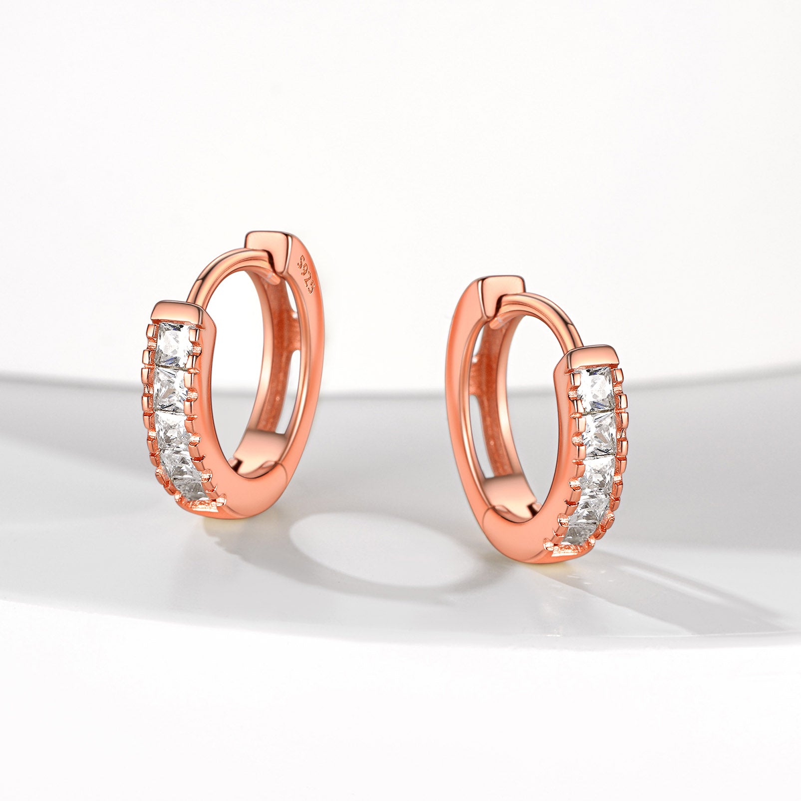 S925 Silver CZ Huggie Small Hoop Earrings for Men