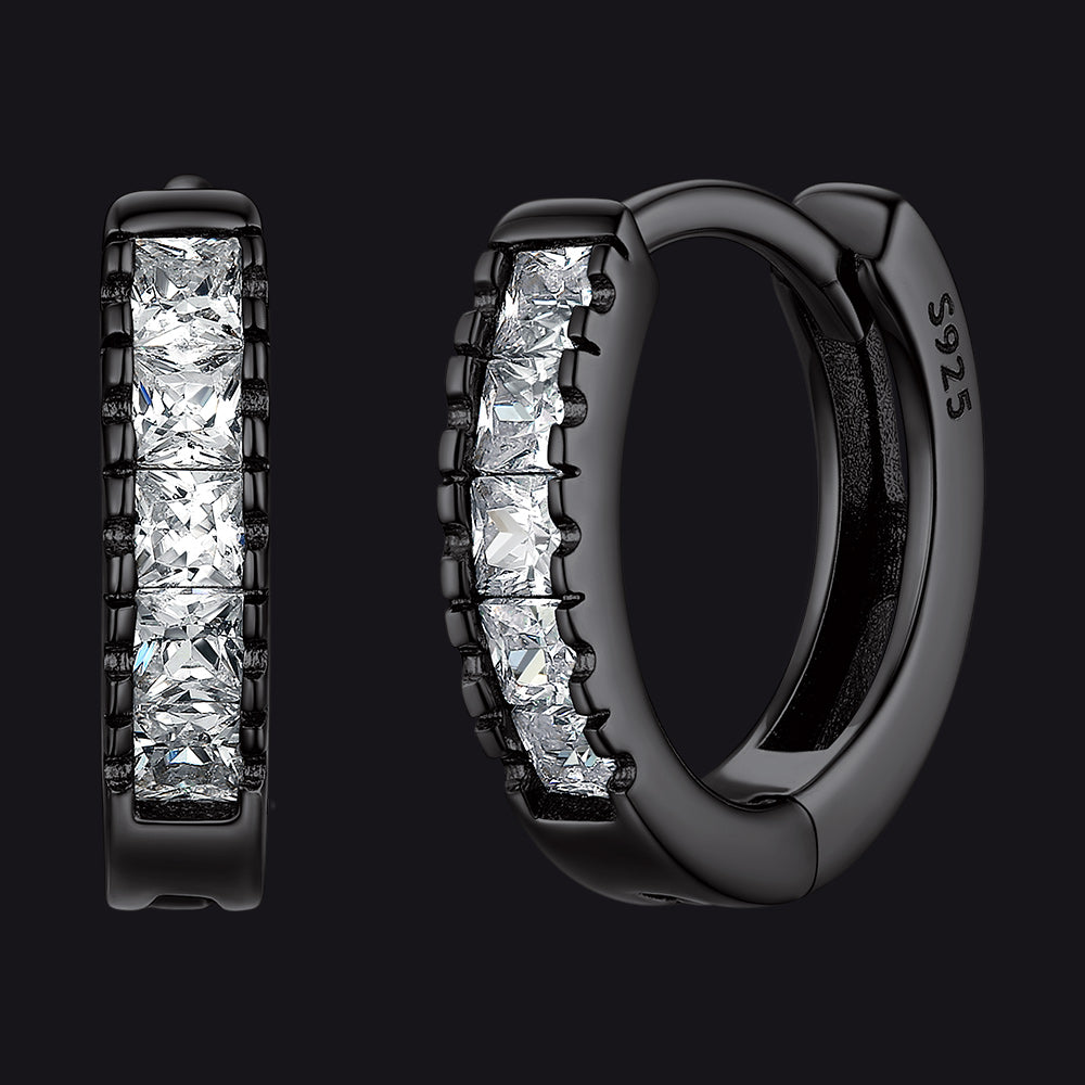 S925 Silver CZ Huggie Small Hoop Earrings for Men