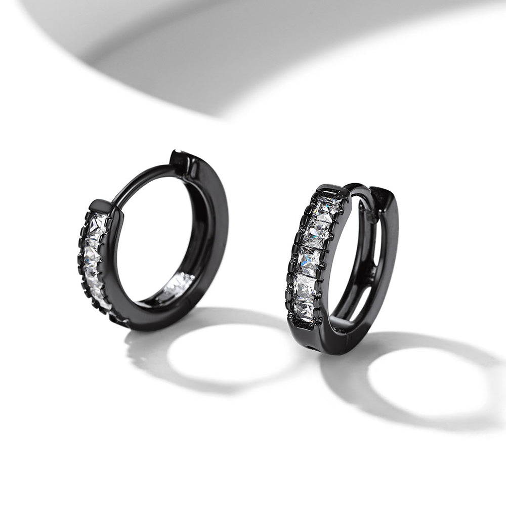 S925 Silver CZ Huggie Small Hoop Earrings for Men