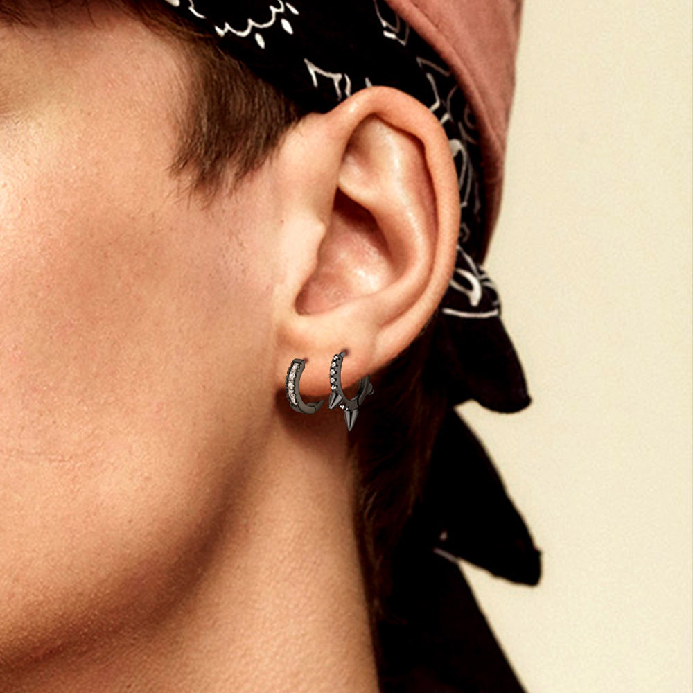 S925 Silver CZ Huggie Small Hoop Earrings for Men